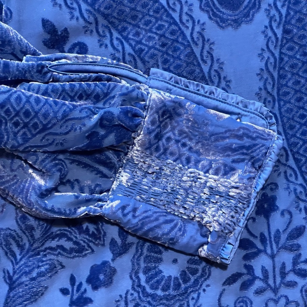 Soft Surroundings Sapphire Blue Velvet Burnout Vanetta Top Artsy Boho XL - Picture 12 of 12